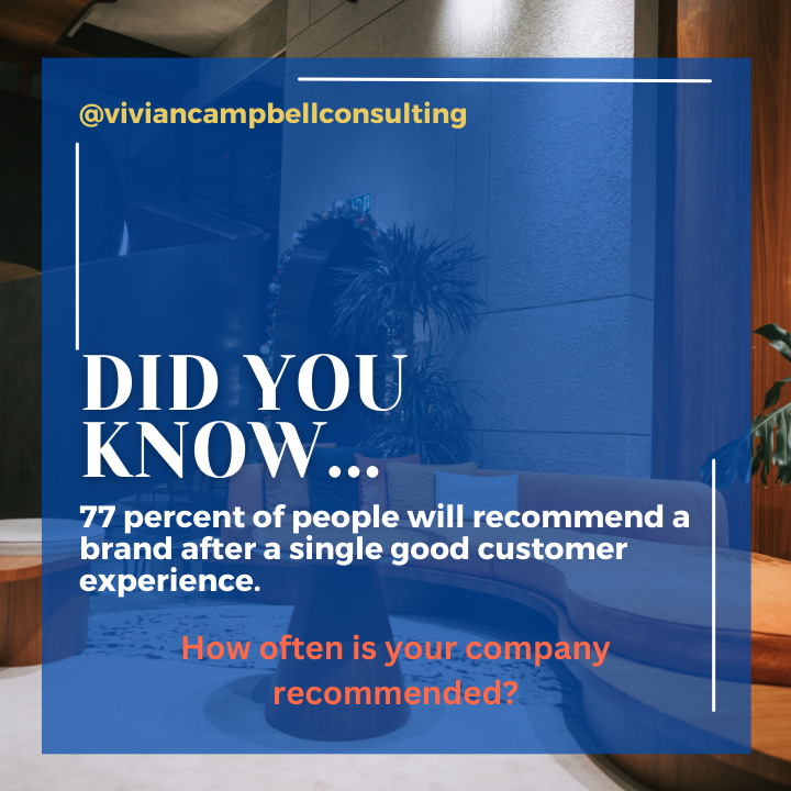 iamvcampbell's tweet photo. How often is your company recommended?
#hospitalityindustry #hospitality #customercare #CustomerExperience #customerfocused https://t.co/sQcTyXZJUa