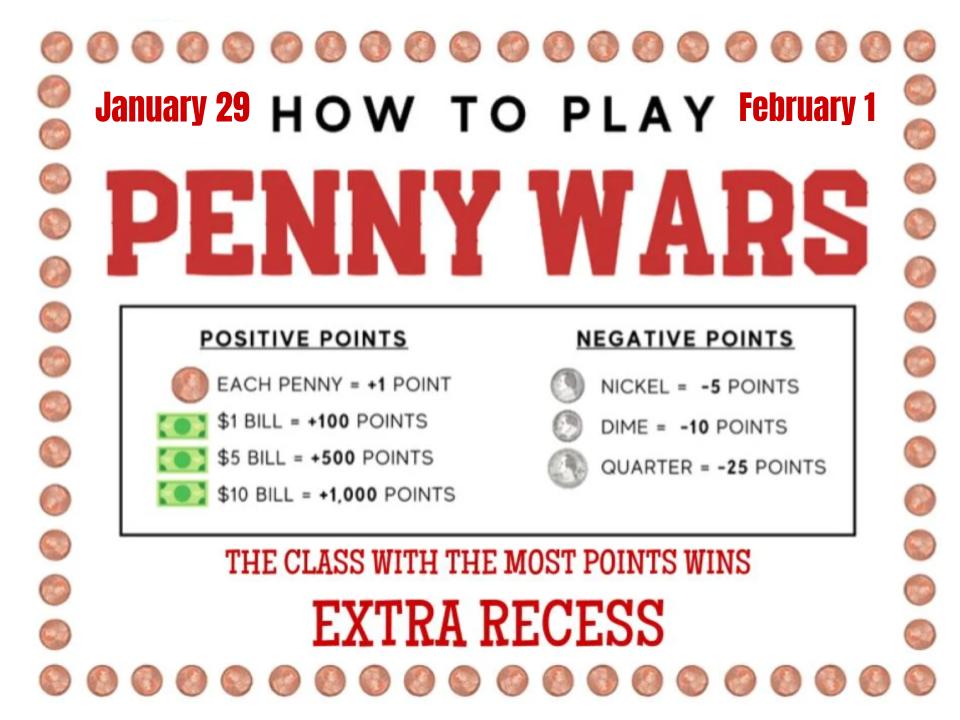 Let the PENNY WARS at AGE begin 

Every year AGE partners with HRHS to support their Wish Week. Our tradition is to raise money with Penny Wars.