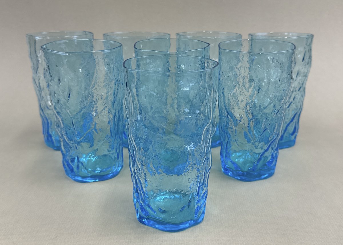 Morgantown Blue Crinkle Tumbler Glasses Follow the Link ➡️ ebay.com/itm/3352257350… #blueglass #morgantownglass #vintagedrinkware #shopsmall