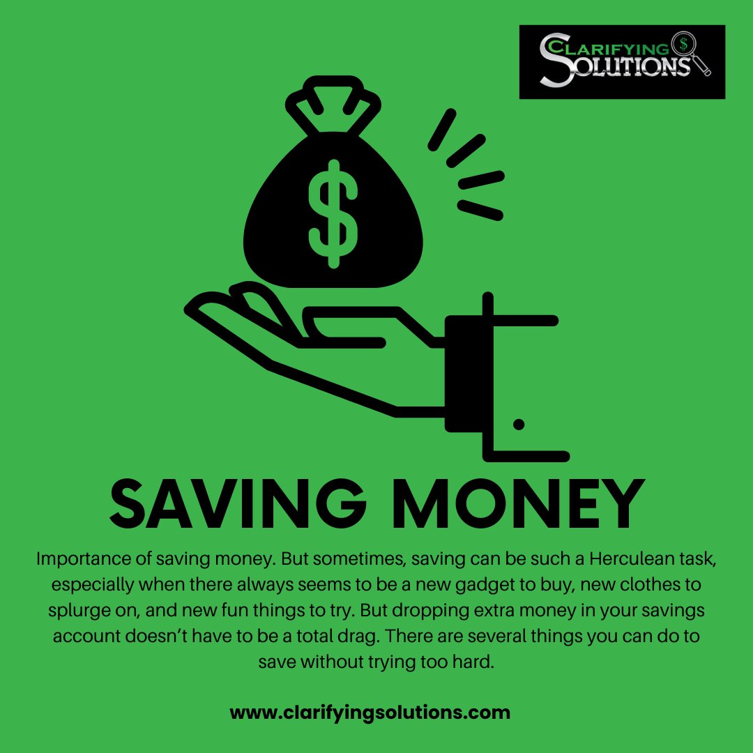 WePlanforWealth's tweet photo. We all know the importance of saving money. But dropping extra money in your savings account doesn’t have to be a total drag. There are several things you can do to save without trying too hard.

#clarifyingsolutions #blackwomenbuildingmillions #savings https://t.co/5TSpOMHuZH