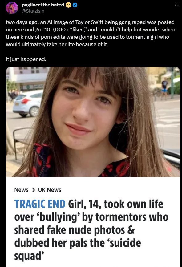 people who make AI porn edits of minors should go to jail and should be a registered sex offender for life