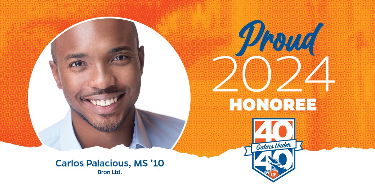 ufalumni's tweet photo. Congratulations to Carlos Palacious for being named to this year's #40GatorsUnder40 class! 

This @UFWertheim grad is an engineer by training, an environmentalist by nature, an entrepreneur at heart and an executive by profession at @bronltd_

Learn more https://t.co/5RBg5uTVB5. https://t.co/752mGp3xfT