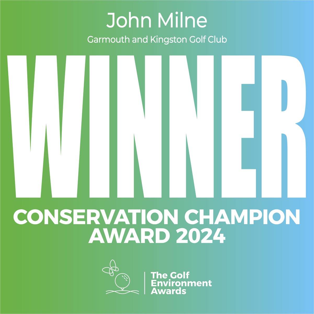 Next up...John Milne from @gandkgcClub has won Conservation Champion Award, presented by Richard Owens <a href="/tillersturf/">Tillers Turf</a> 

Awarded to outstanding individuals who make significant contributions to the success of the clubs environmental and ecological management and biodiversity.