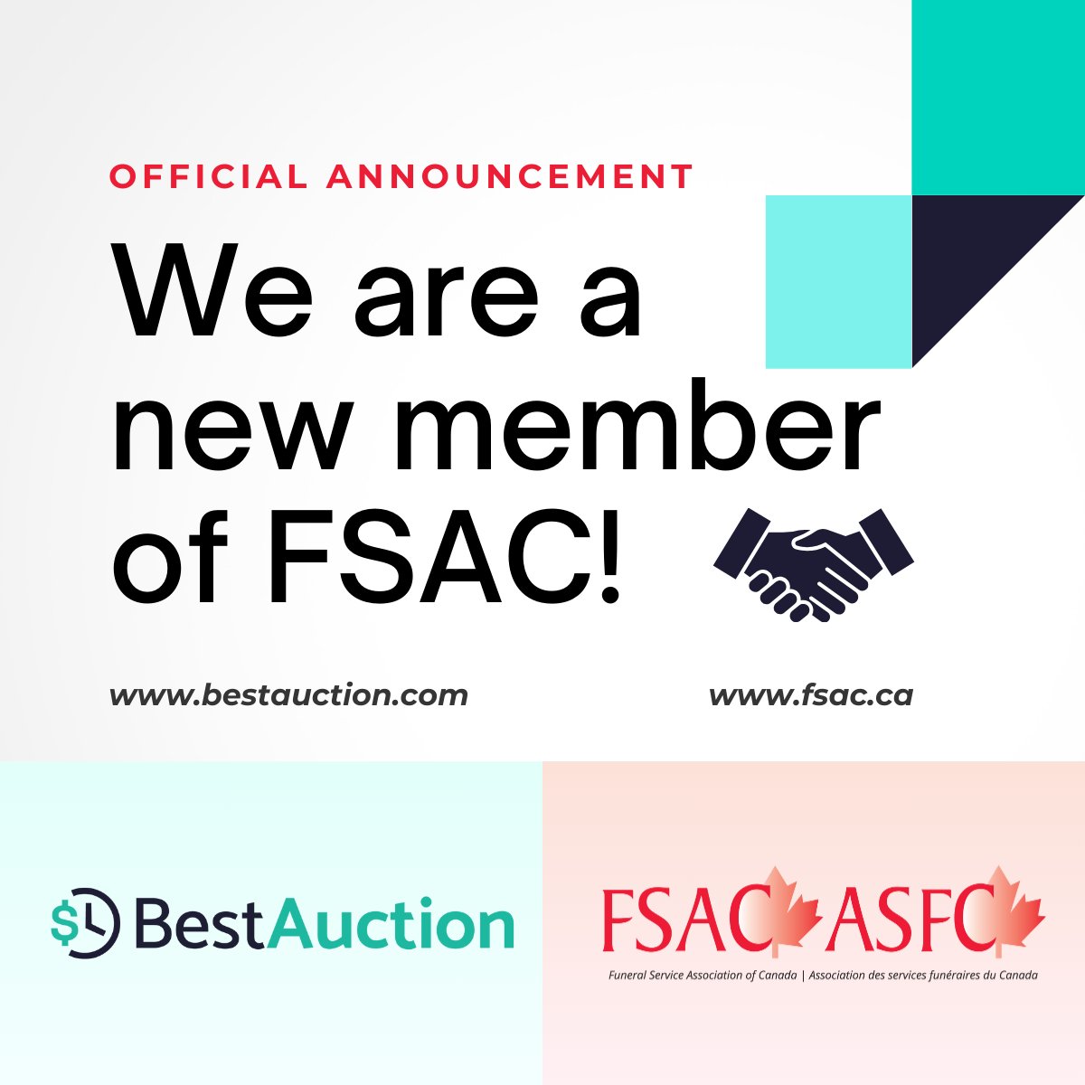 🎉Thrilled to announce: BESTAUCTION is now a member of the Funeral Service Association of Canada <a href="/FSAC_ASFC/">FSAC_ASFC</a>, Canada's leading funeral service association! We're proud to be part of FSAC and the funeral service industry.
Stay tuned for more milestones! #procurement #funeralservice