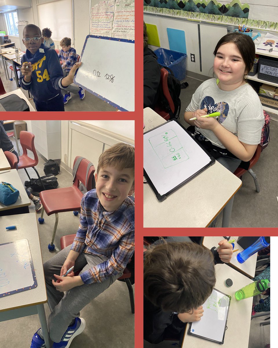 Grade 5s started learning about percentages this afternoon and how they relate to decimals and fractions! @StGemmaOCSB