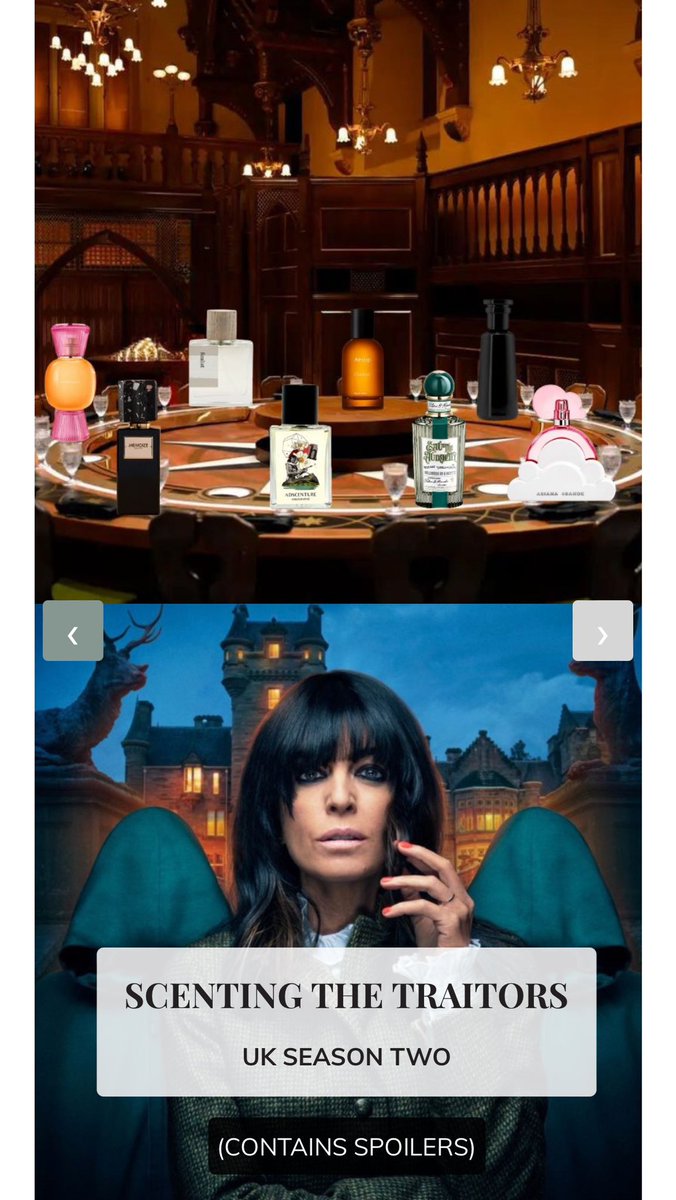 My article on Scenting #TheTraitorsUK will be edited daily to reveal the latest shenanigans. Which one would you be…? 🤔 

perfumesociety.org/scenting-the-t…

(P.S. My fellow fragrance journo pal tells me <a href="/ClaudiaWinkle/">Claudia Winkleman</a>’s fragrance of choice is YSL Opium.)