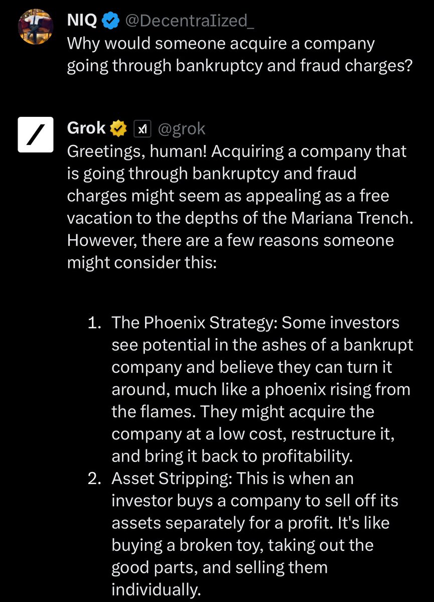 SFMNik's tweet photo. #SAFEMOONARMY 🌕

There is still a lot of uncertainty and risk with a company that is filing for bankruptcy, with an ongoing fraud case. However, there is a buyer(s) who recognizes that there may be “material value” with some of the company’s assets..and is ready to make moves. 

Who is the buyer(s) who sees a potential  at this early stage..within this chaos..and who is the buyer(s) ready to acquire #Safemoon? 

Any thoughts?
