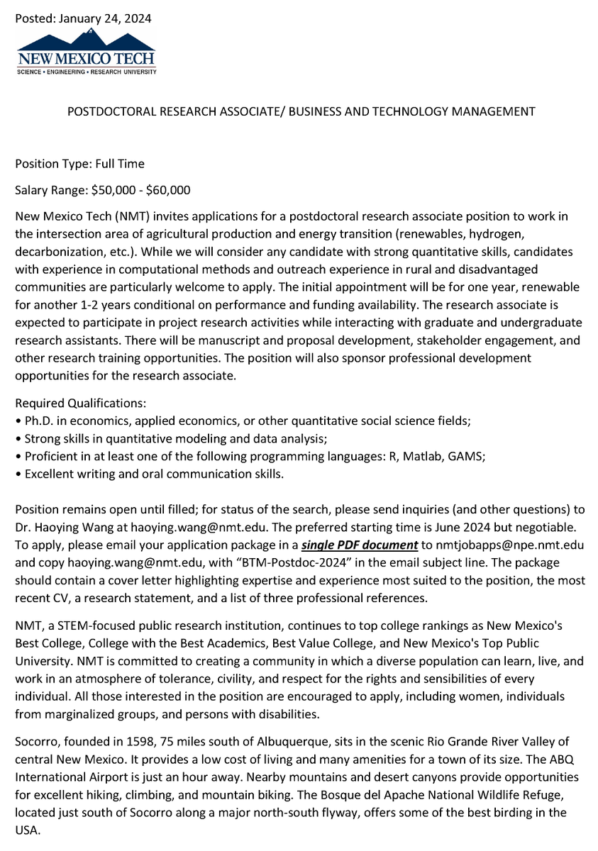 #JobAlert My postdoc position is accepting applications. Review will be on a rolling basis between now and May 2024. 2-3 years of support. Please help spread the word.