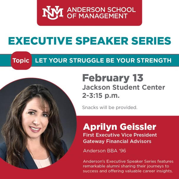 GFAsupport's tweet photo. First exec VP @AprilynChavezGeissler will be speaking as part of the executive speaker series at @unm Anderson School of Management. #letyourstrugglebeyourstrength #leadership #femaleleader #financialservices #teamgateway #golobos https://t.co/vw4MEfbL45