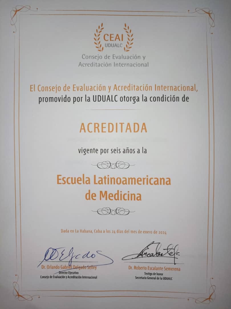 Felicitaciones a la Escuela Latinoamericana de Medicina, primera institución médica en Cuba en recibir la Certificación del Consejo de Evaluación y Acreditación Internacional de la Unión de Universidades de Latinoamérica y el Caribe. 👉bit.ly/3ObChfm #CubaPorLaVida