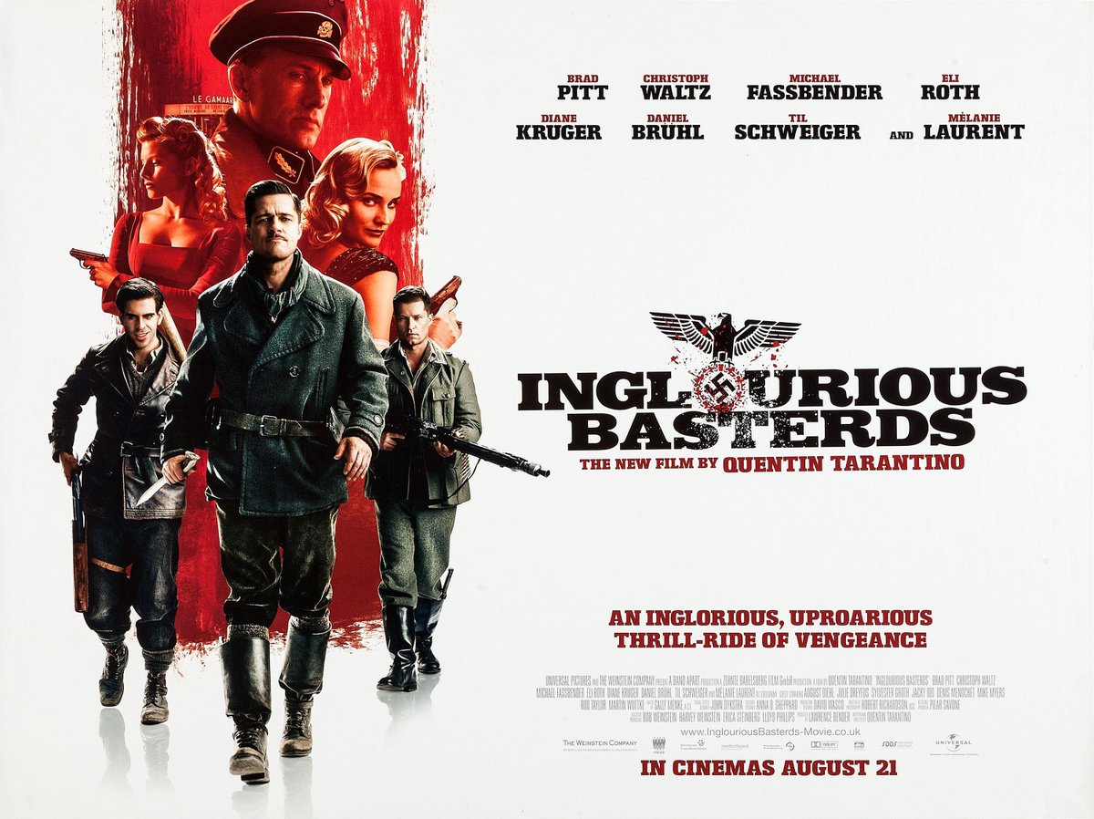 newbeverly's tweet image. Quentin Tarantino's personal 35mm print of INGLOURIOUS BASTERDS plays this Friday, January 26th, at midnight! Tickets: buff.ly/3HrSARb