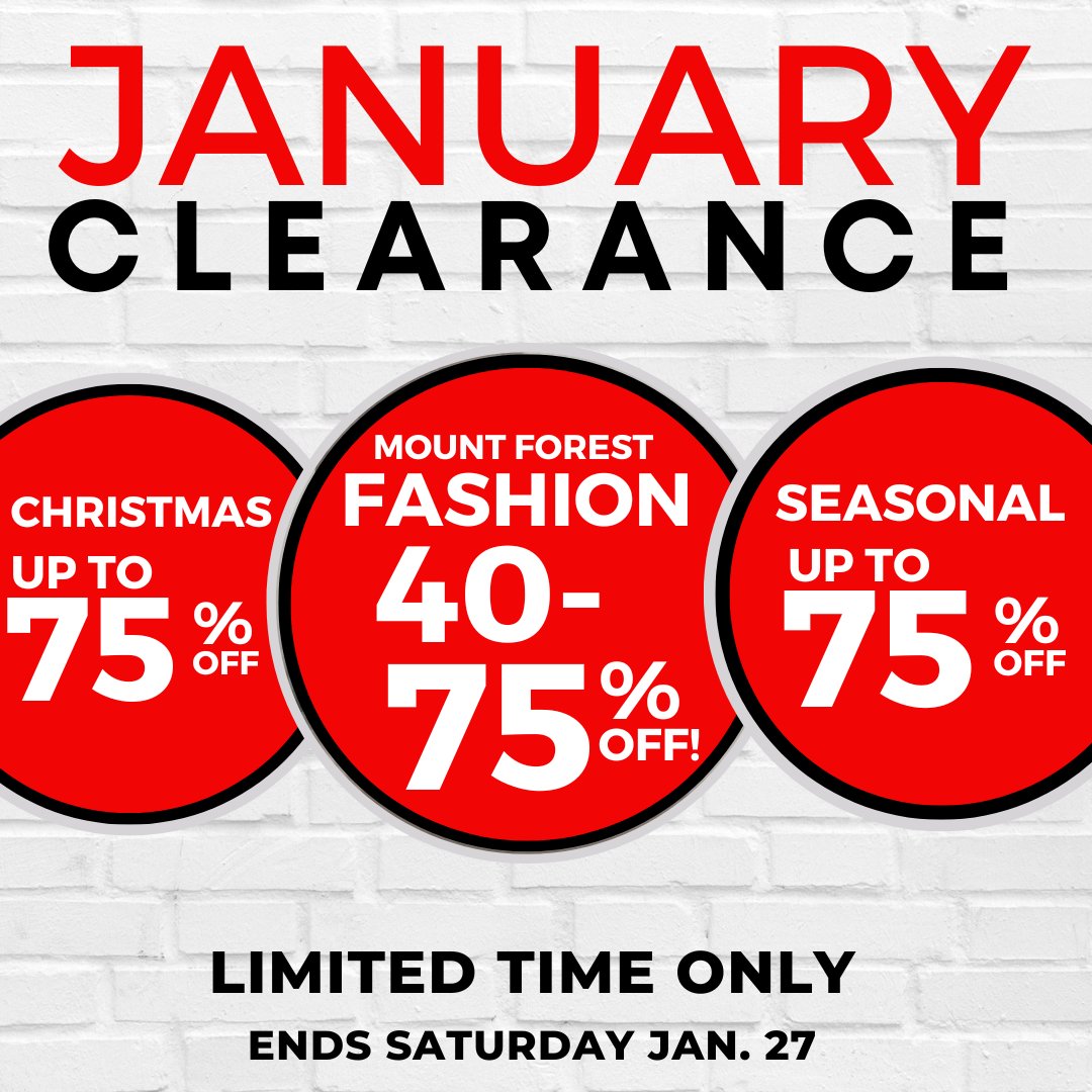 walshpharm's tweet photo. Starting tomorrow
January Clearance!
3 DAYS ONLY!!!

Walsh's in Arthur and Mt. Forest https://t.co/ujZtHDXscH