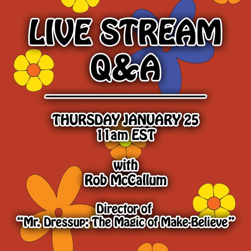 Tomorrow over on our FB page at 11am, I’ll be on a LIVE STREAM Q&A! Join in and chat about #MrDressup!!
