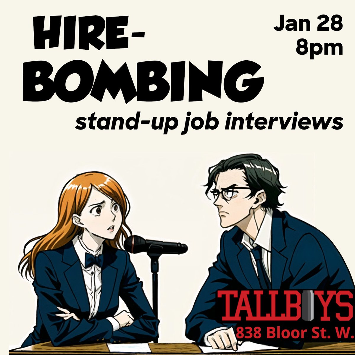 andascotchegg's tweet photo. Comedians get grilled by HR in Toronto's funniest and most awkward job interviews!
Jan 28 - 8pm - Tallboys
Tickets ($20): https://t.co/oiiRNBOfAx
#Toronto #comedy #torontocomedy #torontoevents #torontojobs #employmentontario #improv #torontoimprov #torontostandup https://t.co/RLP8sGSuUG