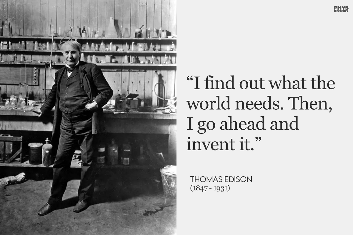 PhysInHistory's tweet photo. Thomas Edison on inventions ✍️
