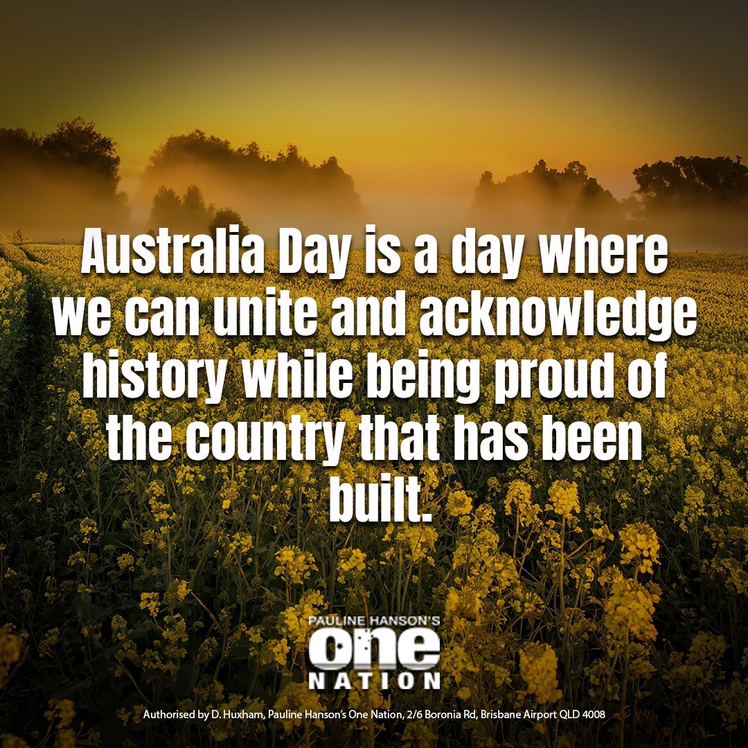 PaulineHansonOz's tweet image. On Australia Day we can all acknowledge our history, celebrate our achievements, and be proud of the nation we have built.

We live in the greatest country on earth. Let’s celebrate it! 🇦🇺