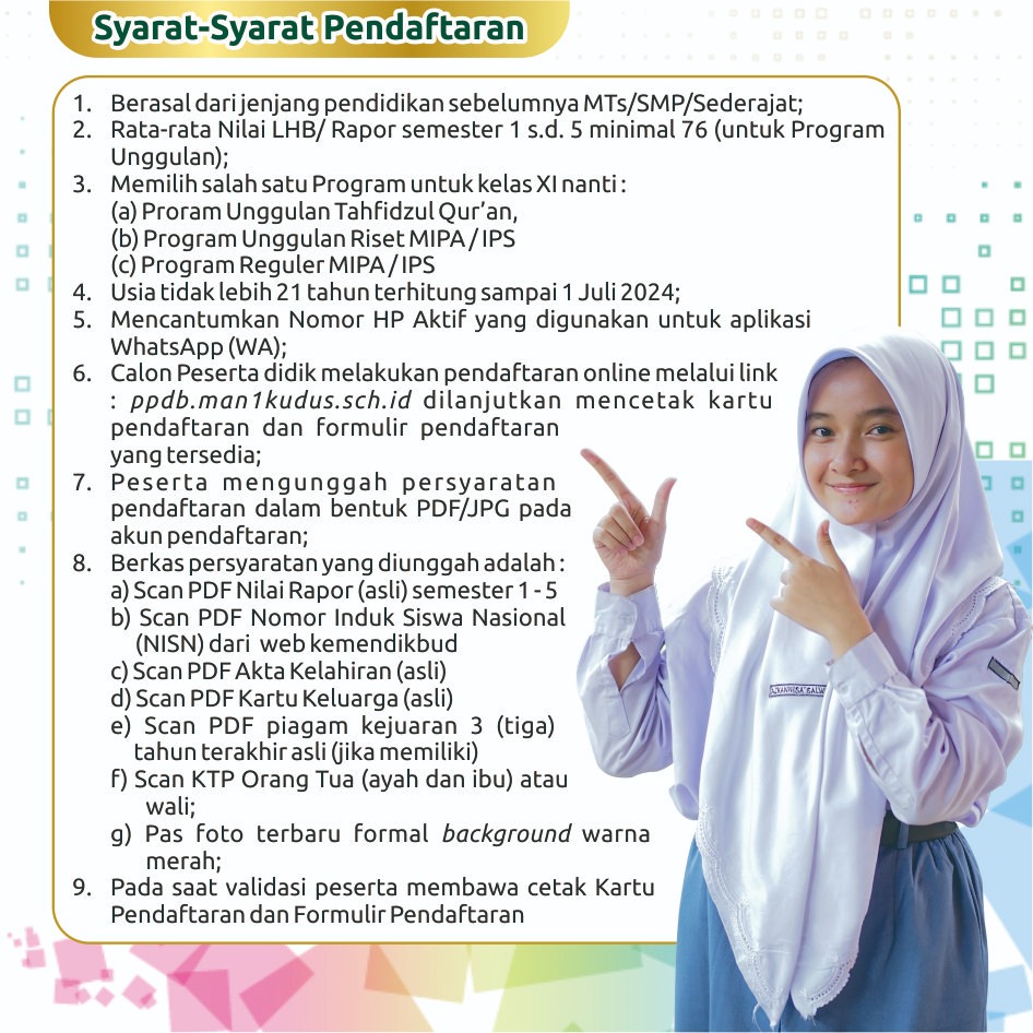 MAN1_Kudus's tweet photo. Assalamu'alaikum sobat madrasah....
PPDBM sebentar lagi nih.
Info nya ada dai bawah ini ya 😊 https://t.co/cjU7Ij331e