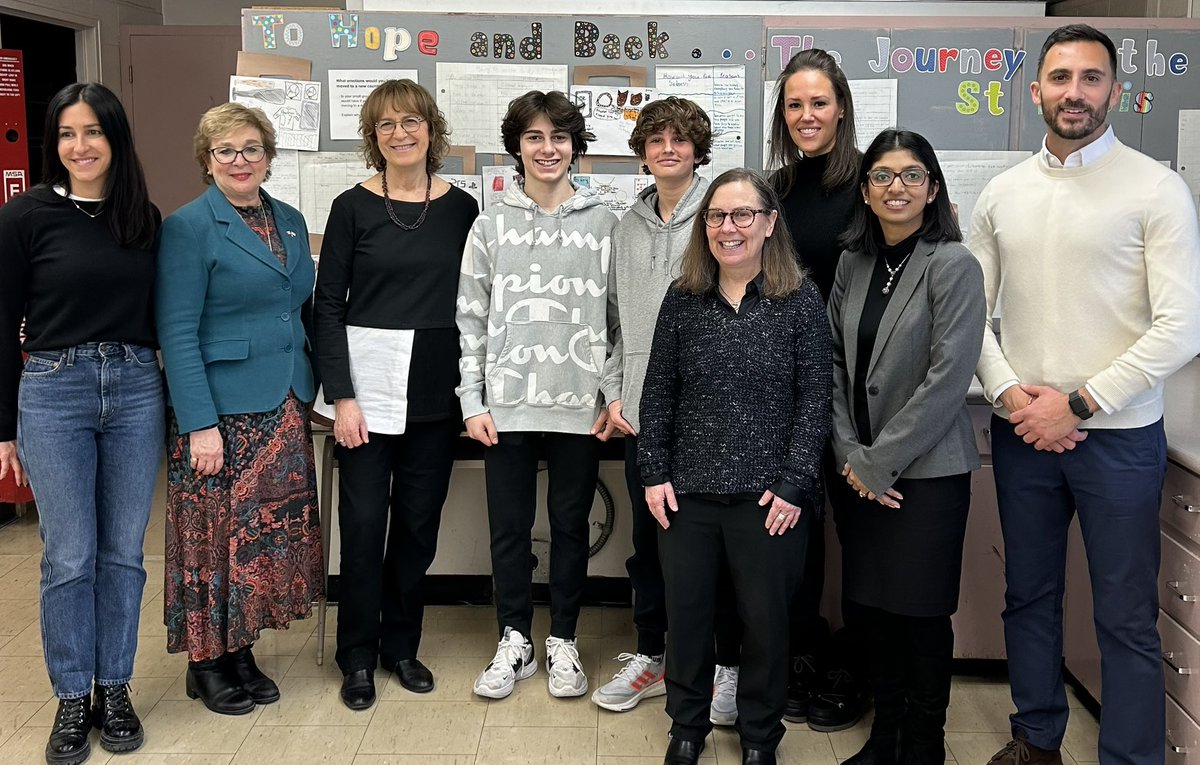 LedburyParkTDSB's tweet photo. What an honour it was to host Minister @Sflecce author @KathyKacer MPP @RobinMartinPC and  @shelleylaskin @tdsb_lc1_cap @rchernoslin  Liberation 75 and Shari Schwartz-Maltz to connect with our grade 6/7 students around the book #tohopeandback as part of #holocausteducation https://t.co/kEjYZj3wen