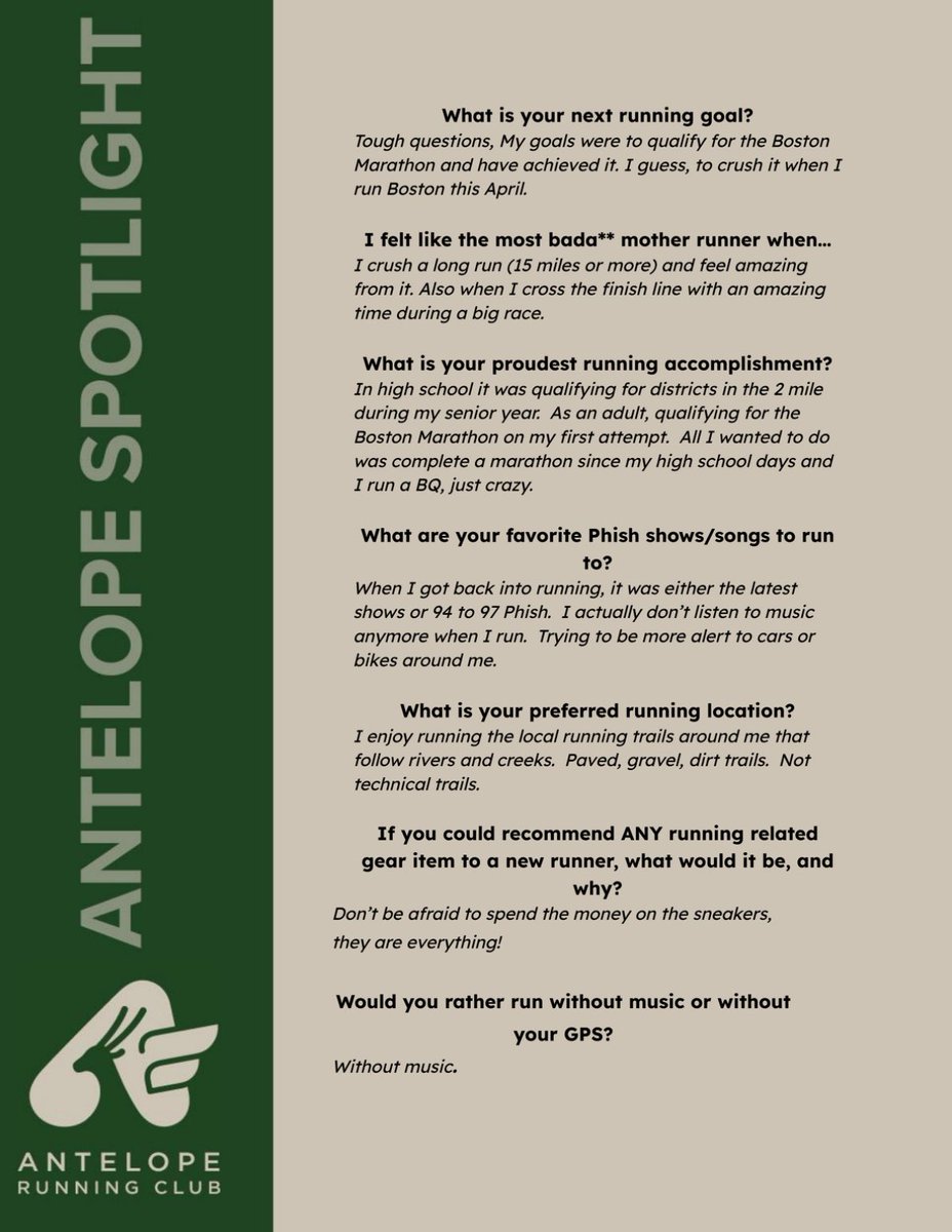 AntelopeRunClub's tweet photo. January’s Antelope Spotlight! https://t.co/eMqPLkeobw