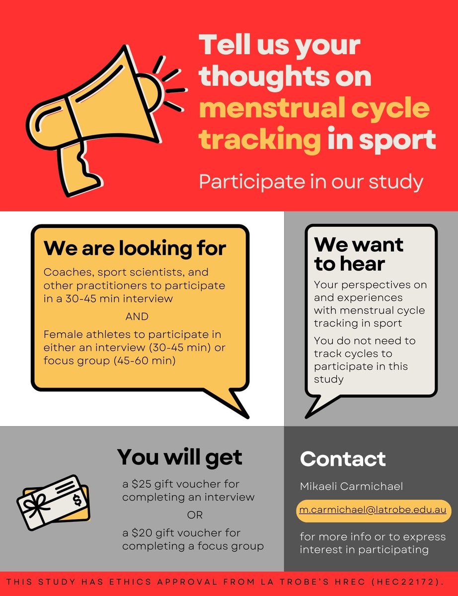 Agree or disagree with menstrual cycle tracking? Somewhere in between?
We want to know your thoughts if you're a practitioner or athlete based in Australia.