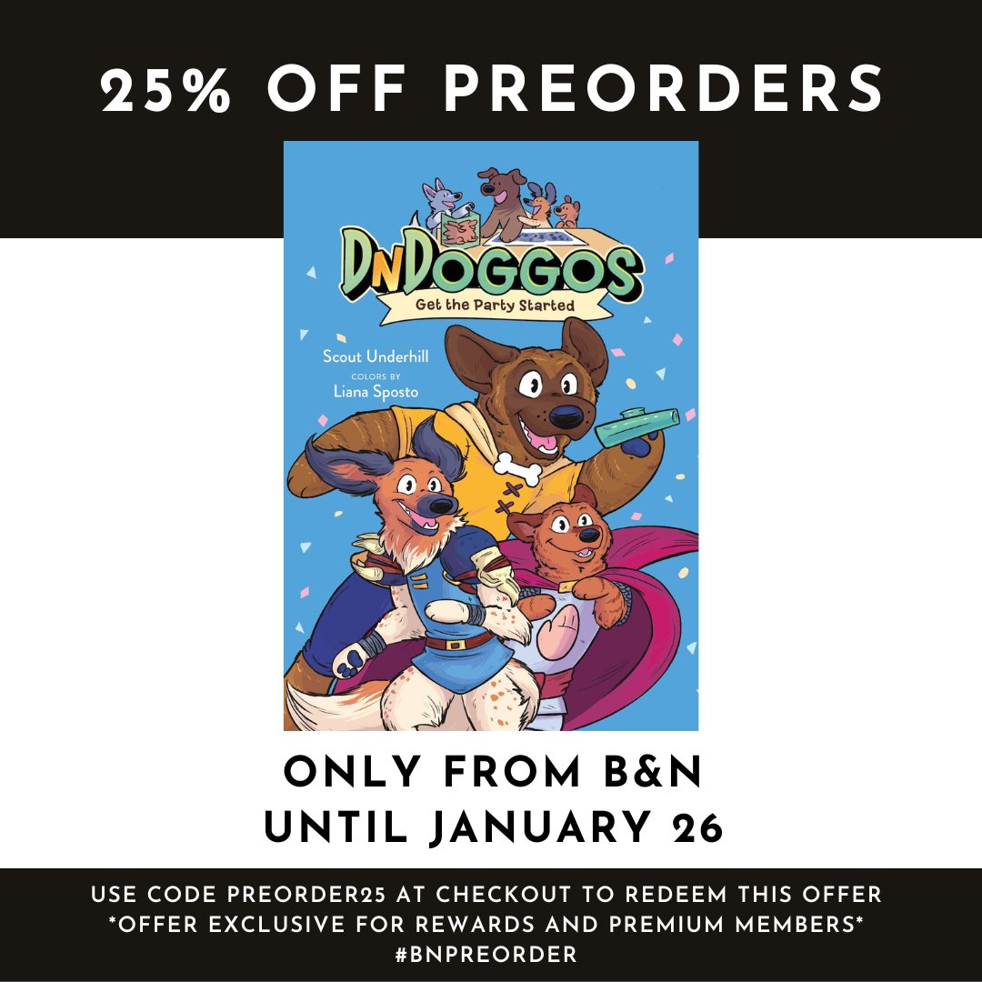 Psst! @BarnesandNoble is running a huge preorder sale! If you want to preorder DNDOGGOS and get 25% off, join their free rewards program and use code PREORDER25 at checkout! bit.ly/3vMnf9k #BNPreorder @MacKidsBooks @BarnesandNoble @MacmillanUSA