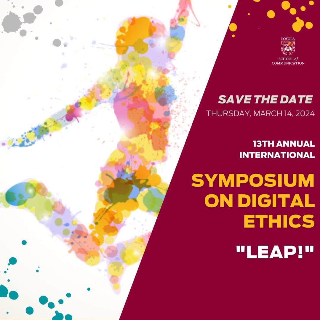 Center for Digital Ethics and Policy (CDEP) (@digethics) on Twitter photo Save the Date! The 13th Annual International Symposium on Digital Ethics will be held on March 14th, 2024. Join us at <a href="/LoyolaChicago/">Loyola University Chicago</a> for a day of dynamic speakers, workshops, and cutting-edge perspectives.
Registration information coming soon! luc.edu/digitalethics/… Save the Date! The 13th Annual International Symposium on Digital Ethics will be held on March 14th, 2024. Join us at <a href="/LoyolaChicago/">Loyola University Chicago</a> for a day of dynamic speakers, workshops, and cutting-edge perspectives.
Registration information coming soon! luc.edu/digitalethics/…