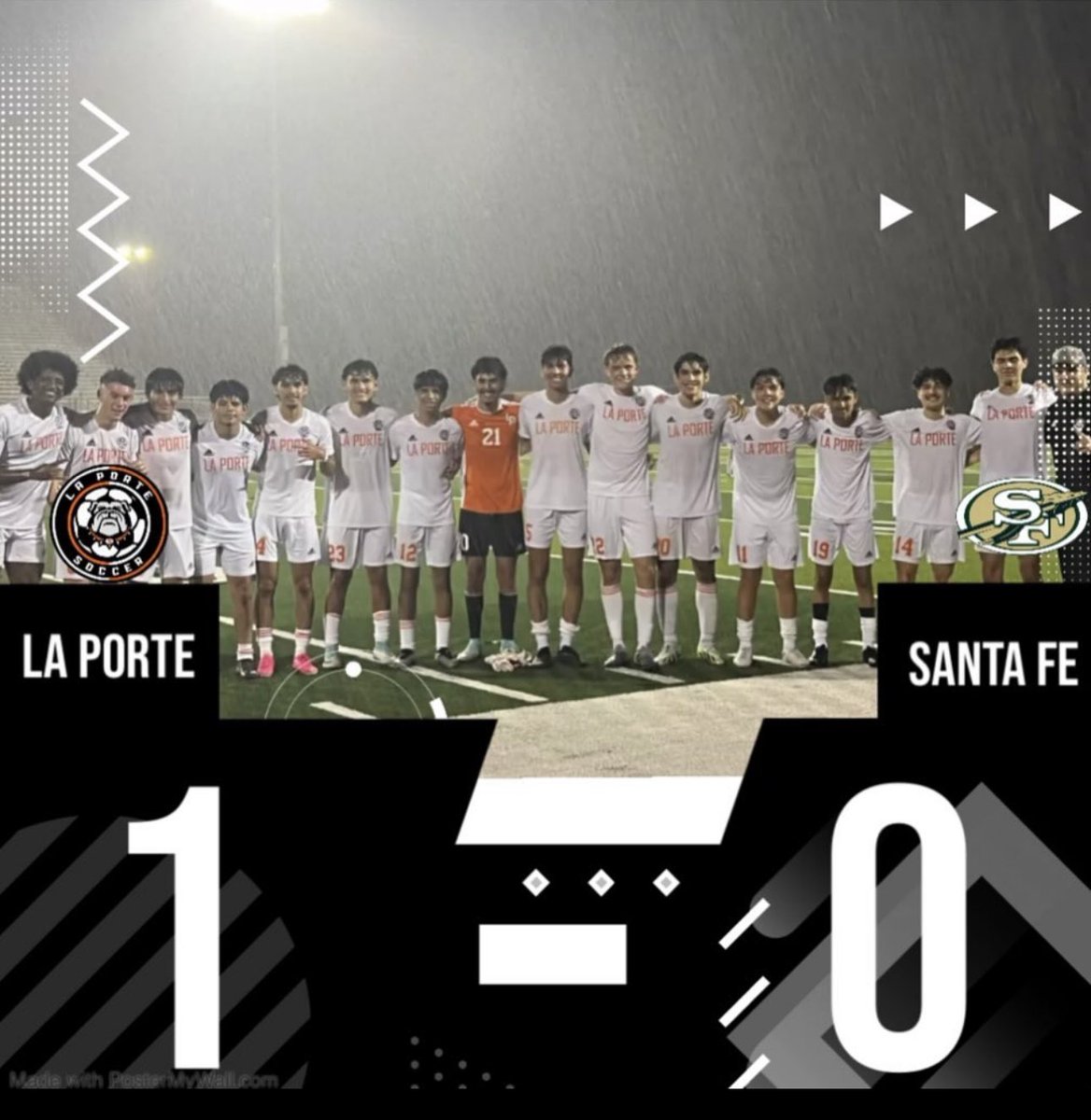 Great start to district play last night, versus a very well coached and experienced Santa Fe team.  The goal was provided by Juan, assisted by <a href="/ivan_vela06/">Ivan Vela</a>, and clean sheet preserved by <a href="/Abner_LP1/">Abner Lima</a>. 

The boys host Texas City at home on Friday night.  JV at 5:30, varsity at 7:30.