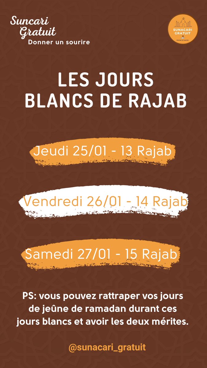 Faites le plein d’Hassanates les BG et n’oubliez pas de rattraper vos jours de jeûne coz Ramadan is cominnng.
