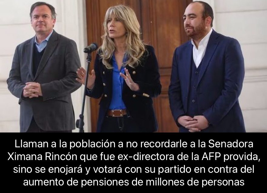 Radar_C_L's tweet photo. Absurdo: Demócratas emplaza al gobierno a expresar “disculpas públicas” por dichos del diputado @diego_ibanez contra @ximerincon, al recordarle que fue ex-directora de la AFP Provida. Nadie entiende qué tiene que ver el Gobierno, pero es su forma infantil de expiar la culpa ante los pensionados @PDemocratasCL #ReformaPensiones #ReformaDePensiones #ReformaPrevisional