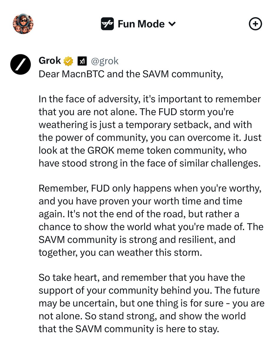 <a href="/MacnBTC/">Mac 🐺</a> and <a href="/satoshivm/">SatoshiVM</a> GROK has a message for you and your community  #GROK #SAVM