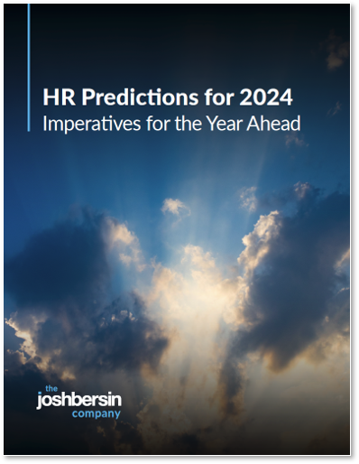 Josh_Bersin's tweet photo. Today we launched our in-depth research on #HR , workforce, and workplace technology predictions for 2024.  We had more than 4,000 HR professionals and consultants join us, and the conversation covers the following:

Theme 1:  Labor shortages.  Companies must deal with employee activism, hybrid work, pay equity, and leadership development.  “Hire to grow” will no longer work, replaced by focus on productivity and redesign. And this low unemployment rate will continue, even if the economy slows.

Theme 2:  Organizational transformation. Driven by technology and industry convergence, companies operate with a new dynamic structure, redefining careers, mobility, work arrangements, performance management, HR, and more. New PwC research shows that 60% of CEOs believe their business today will not exist in ten years.

Theme 3:  #AI will change everything. Products, companies, work, jobs, and HR. HR teams will be asked to understand AI and lead the training and transformation of roles and data systems.  We will see autonomous learning tools, skills-based recruiting, and massive disruption of employee portals and core HR tech with Gen AI.

Theme 4:  Employees want more. Employees are speaking up and we must adapt to a new level of activism, empowerment, and feedback.  Labor unions will grow, the 4-day week is coming, and companies are going to have to listen to employees more than ever.

You can download the infographic, get the report, and enroll in the free micro-learning course here.  https://t.co/i3me15lq3B