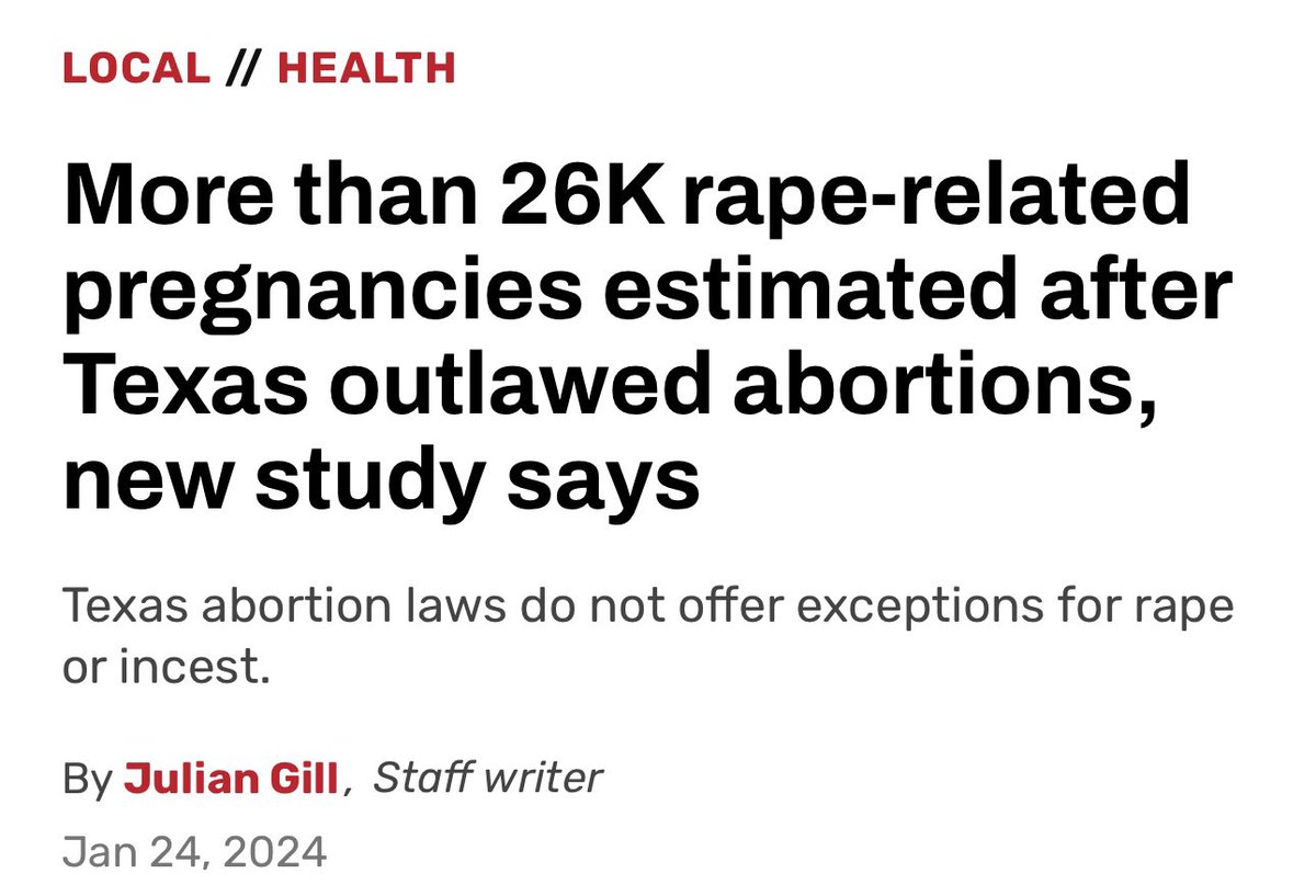 Shannon Watts (@shannonrwatts) on Twitter photo NEW: Even though <a href="/GovAbbott/">Greg Abbott</a> vowed to βeliminate all rapistsβ when he banned abortion in Texas, a new AMA study shows there were 26,313 rape-related pregnancies during the 16 months after the ban, which made no exceptions for survivors of rape or incest: houstonchronicle.com/news/houston-tβ¦ NEW: Even though <a href="/GovAbbott/">Greg Abbott</a> vowed to βeliminate all rapistsβ when he banned abortion in Texas, a new AMA study shows there were 26,313 rape-related pregnancies during the 16 months after the ban, which made no exceptions for survivors of rape or incest: houstonchronicle.com/news/houston-tβ¦