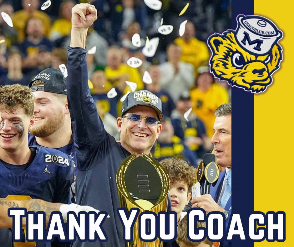 UMGoBlog's tweet photo. 40-3 in the last 3 years
3 straight Big Ten titles
AP Coach of the Year (2021)
2023 National Champions 
A Michigan Man.

〽️ #GoBlue #BusinessFinished https://t.co/wczxg3KpnX