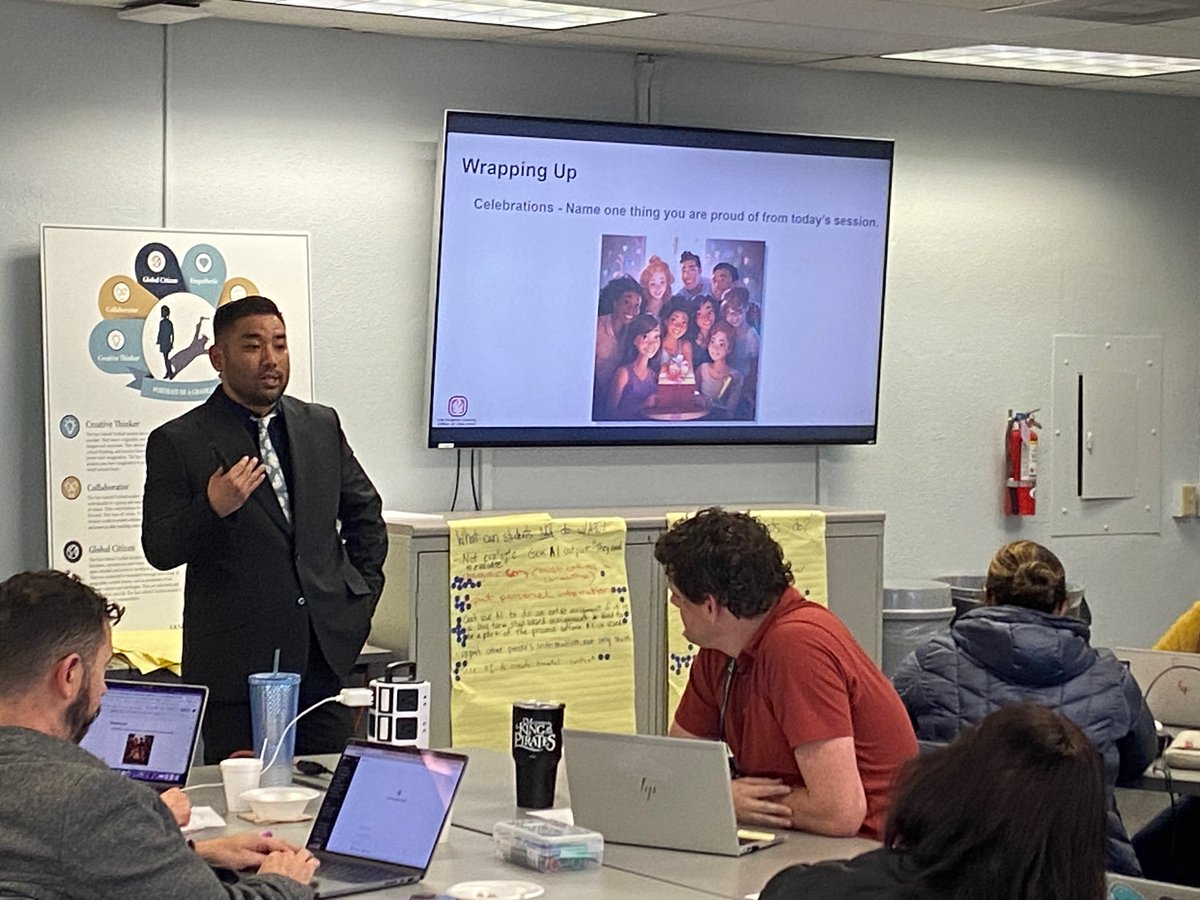 #LACOE's own @Choangy1, @scotthmoss, and Michele Parga facilitating the creation of the @SanGabrielUSD  policy regarding student and teacher use of generative AI. Has your district started talking about #AIPolicy yet?