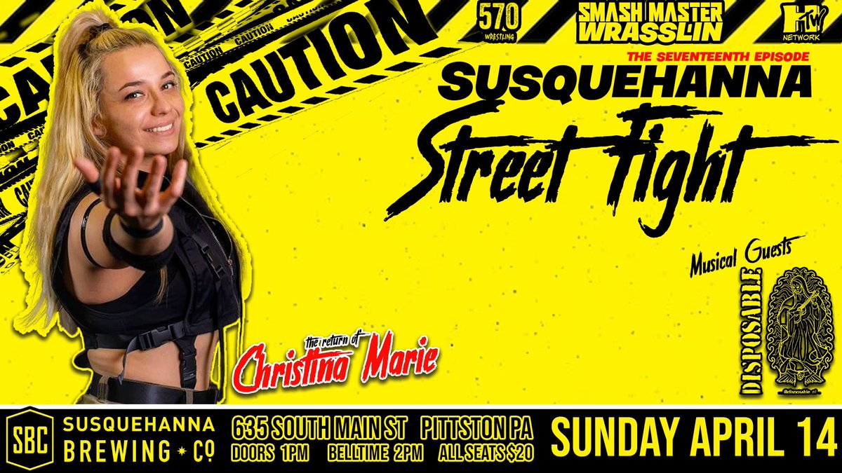 SmashMaster570's tweet photo. #SmashMaster's 2024 Spring Thaw starts off early and sizzlin' hot!

2/18 - Scranton
3/16 - Throop
4/14 - Pittston
4/28 - Muncy 

🍻🤠🎶👊🏼 https://t.co/F5skDgnXUa