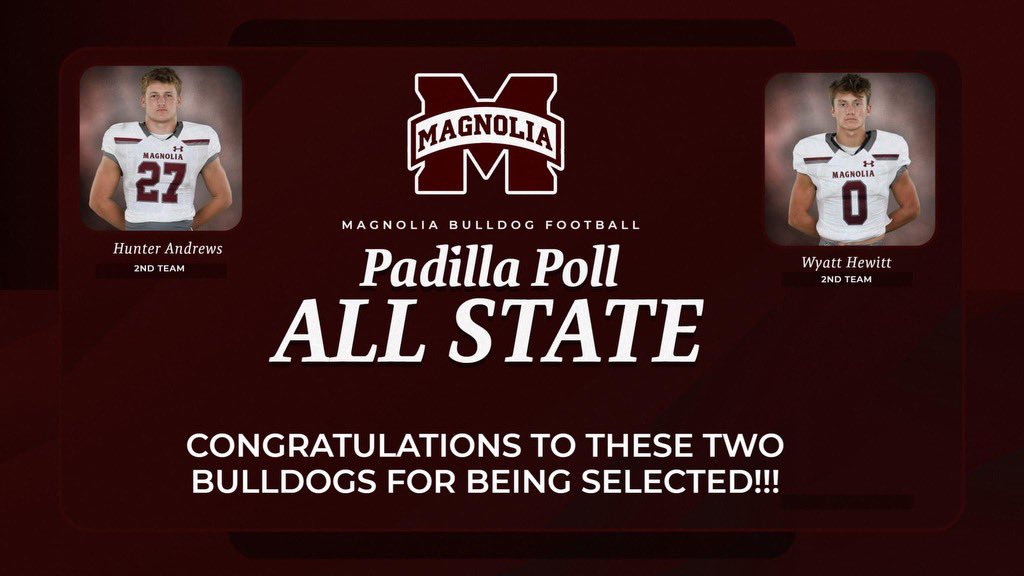 Sr season’s awards
•2nd team all state (Padilla Poll)
•1st team all district DB
• 2nd team all state academics
•Team defense back MVP
•Academic all district 
Jr season awards
•all district honor mention DB
•Academic all district