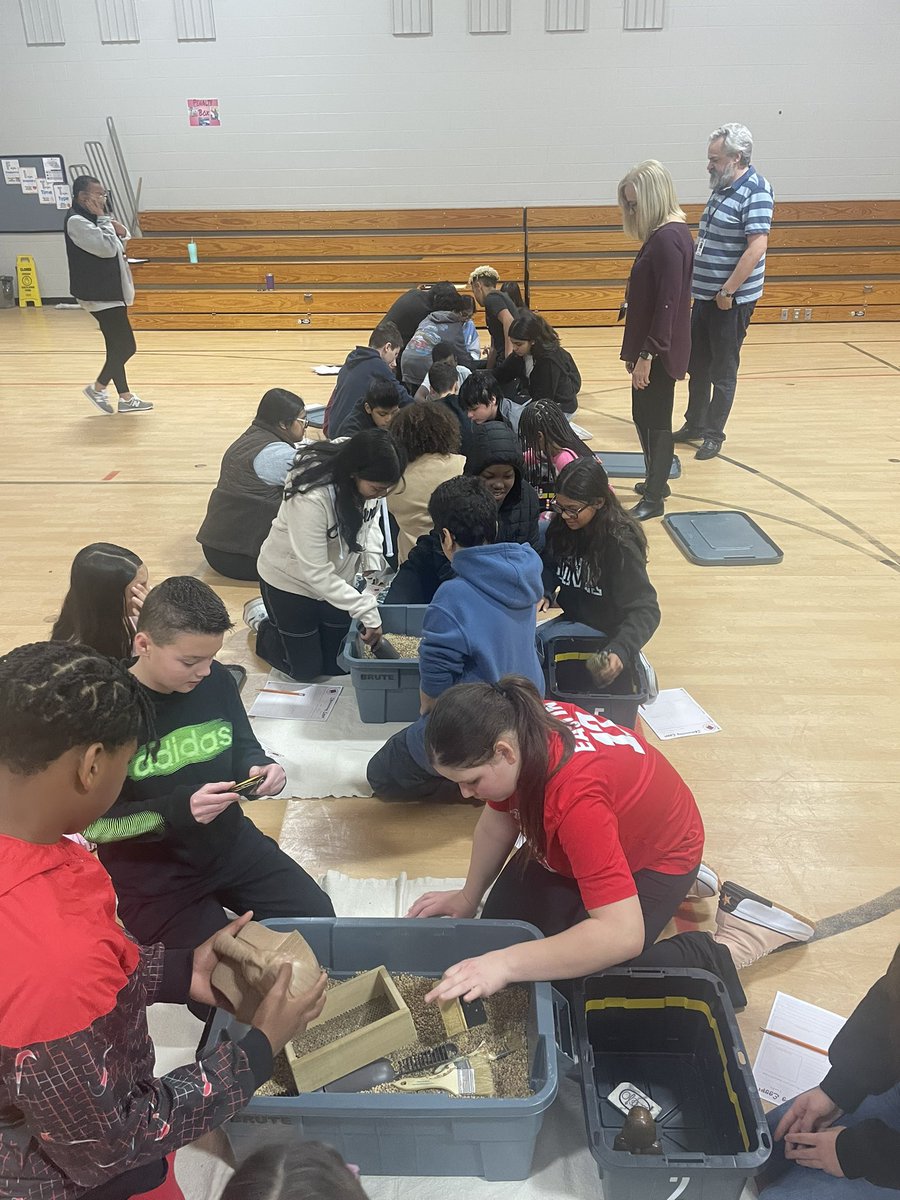 tephelps's tweet photo. Thanks to @CincyMuseum  for bringing their Uncovering Egypt archeological digs to Woodland’s 6th graders today!  We all enjoyed discovering  even more about Ancient Egypt.  Special shout out to our amazing  PTO for doing their part to bring this experience to us!  @wolvestweet https://t.co/87VCJeUWJk