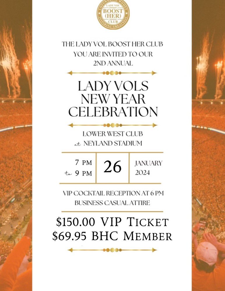 There’s still some time to get your ticket for this Friday’s @ladyvolbhc event! Don’t miss out on opportunity to hang out with some of your favorite Lady Vols. We can’t wait to spend some time with you all 🧡🩵 ladyvolboostherclub.com/products/lady-…