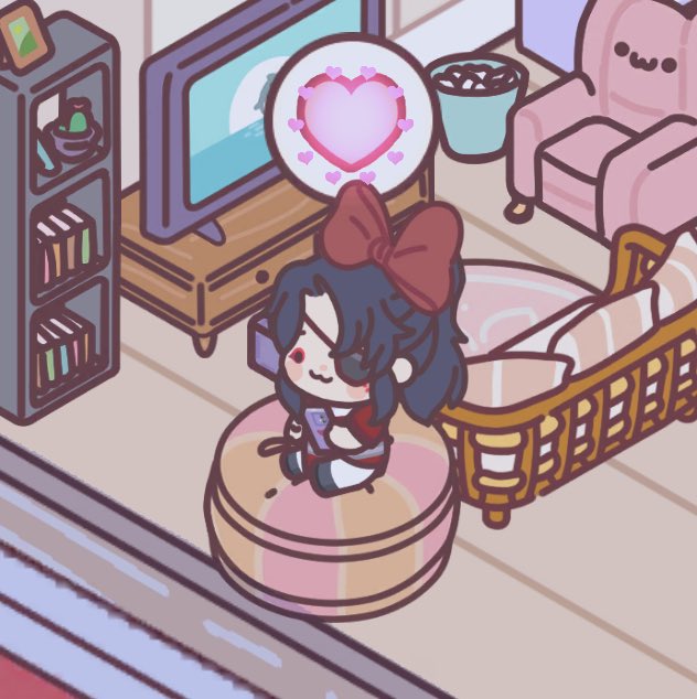 「pl!hua cheng on this pink pouf 」|anhi ☁️のイラスト