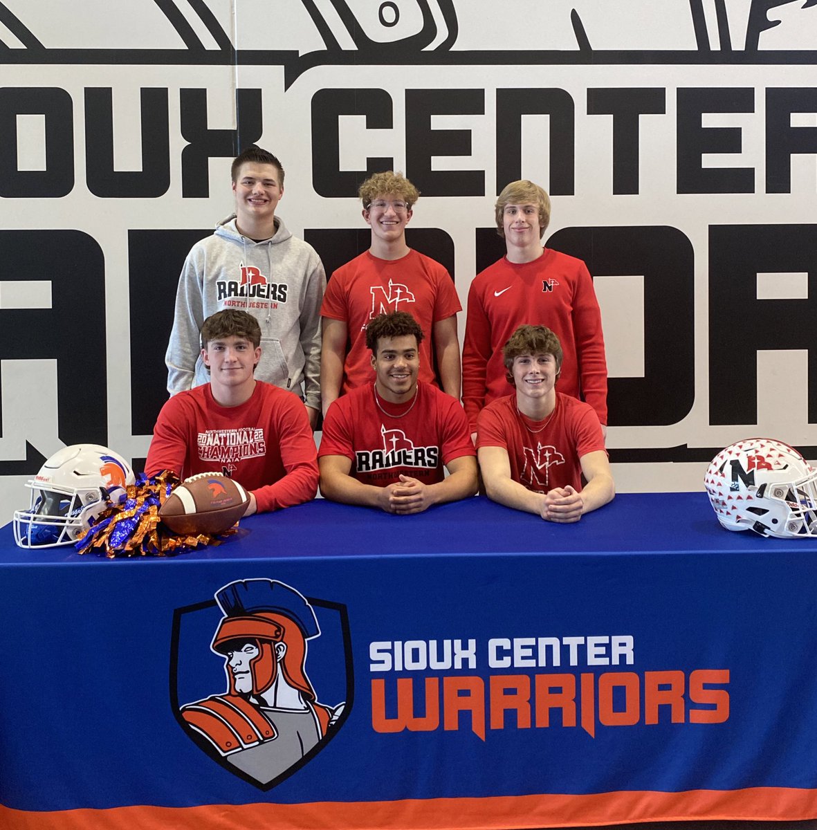 Excited to have six (yes, 6!) Sioux Center Warriors become a part of the Red Raider Football Family. Excited to see how each of these men impact our program. Big things ahead!  
#ChooseExcellence