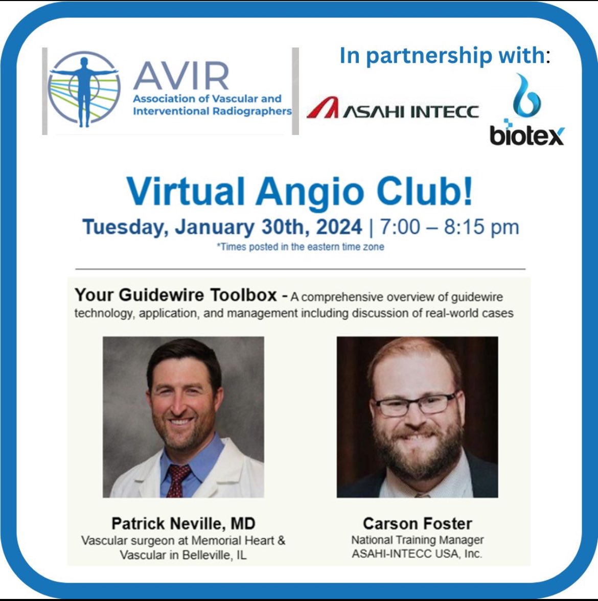 Hannah Smith (@hanasmithvir) on Twitter photo Join us for the AVIR Virtual Angio Club! 1 free CEU - for members and non-members!
avir.org
<a href="/MikeKelly_CVIR/">Mike Kelly</a> <a href="/shelbyschepis/">Shelby Jackson</a> <a href="/XoxoBorges/">Jessica Borges Scott</a> <a href="/DanaBKanfoush/">Dana B. Kanfoush</a> <a href="/sjrock/">Stefanie Rockwood</a> @irtechLo <a href="/VaAvir/">VA AVIR</a> <a href="/AVIRnews/">AVIR</a> Join us for the AVIR Virtual Angio Club! 1 free CEU - for members and non-members!
avir.org
<a href="/MikeKelly_CVIR/">Mike Kelly</a> <a href="/shelbyschepis/">Shelby Jackson</a> <a href="/XoxoBorges/">Jessica Borges Scott</a> <a href="/DanaBKanfoush/">Dana B. Kanfoush</a> <a href="/sjrock/">Stefanie Rockwood</a> @irtechLo <a href="/VaAvir/">VA AVIR</a> <a href="/AVIRnews/">AVIR</a>