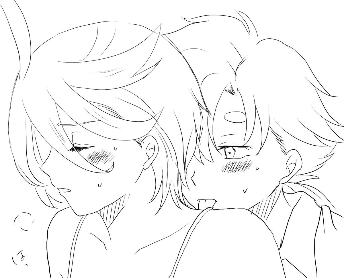 すいません、平日の朝から妄想爆発です。前に描いてたのちょっと手を加えました。今回はキャミではありませんw
FFさんから見事な性癖頂いたので…。
#スレミオ 