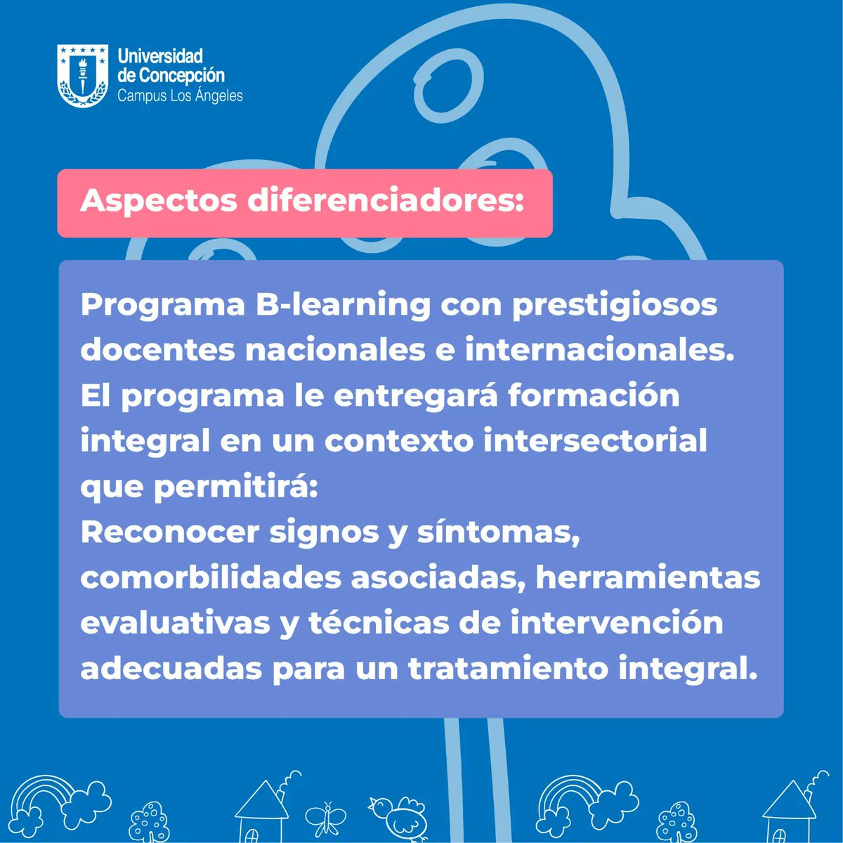 aleroblescampos's tweet photo. Si tenías pendiente tu perfeccionamiento en TEA...Este es tu momento. Diplomado Abordaje del trastorno del espectro del autismo en un contexto intersectorial:educación,  salud y familia. Más informaciones al director del programa Dr. Rafael Zapata rafaelzapata@udec.cl https://t.co/T6rQBNKv5M