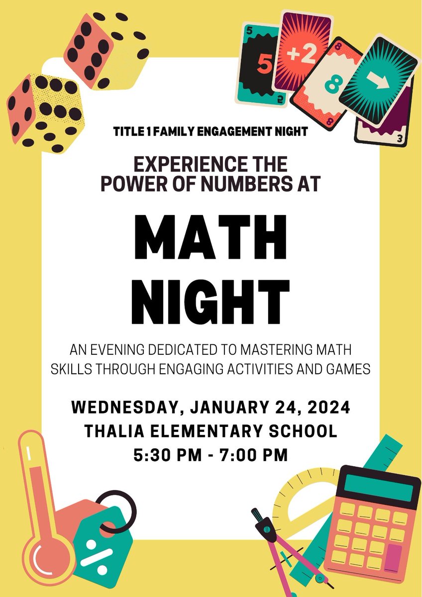 #MathNight <a href="/Thalia_Ele/">Thalia Elementary</a> was a big success! Lots of student and parent engagement while playing computational fluency games. 
<a href="/smars0194/">Stephanie Marshall</a> 
#TitleIFamilyEngagementNight 
#ExperienceThePowerOfNumbers