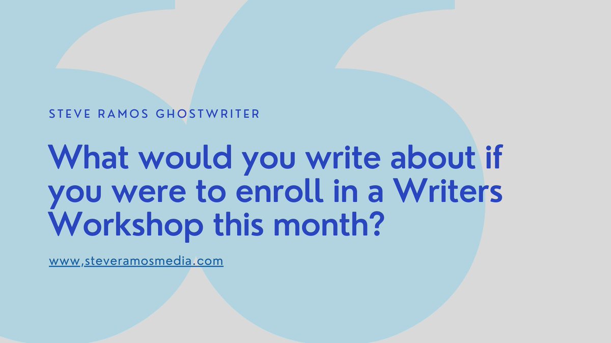 What would you write about if you were to enroll in a Writers Workshop this month? #writers #writing #contentcreators #creators #writershelpingwriters #steveramosmedia #steveramoswriter 

ow.ly/lk2i50Qu8PG