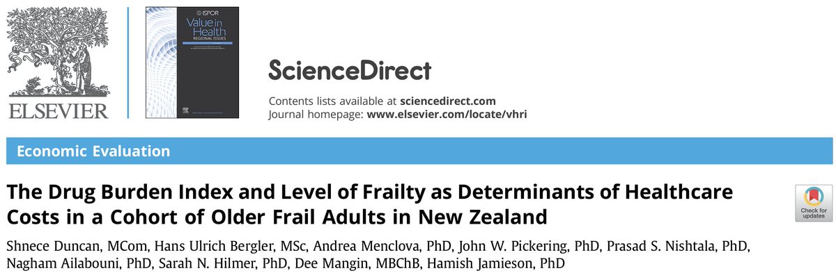 A health #economic evaluation of individuals' #anticholinergic and #sedative #burden and #frailty ➡️ Read it here: sciencedirect.com/science/articl… @UQPharmacy