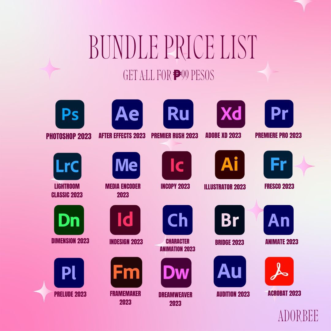 adorbeesoftware's tweet photo. Hello! I am Ador and i sell Adobe softwares for a very affordable price~ avail now! 🎀

Payment via : gcash

🏷️:Wts adobe installer 2023 photoshop after effects illustrator premiere pro lightroom prelude ph want to sell  acrobat after effects cheap installers ph software https://t.co/NOk1vGeGsM