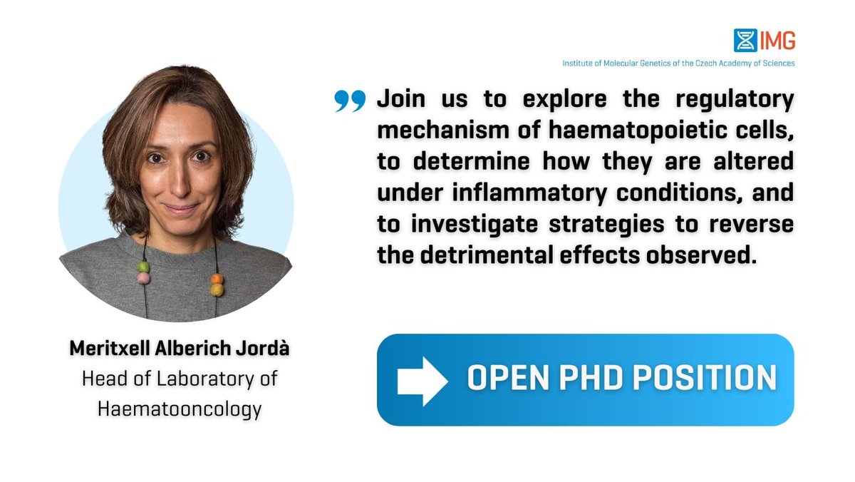 🩸Want to understand the process of haematopoiesis?
🌡️How can inflammation affect the function of blood cells?
💥Learn to reverse the effects and fight cancer?
We will combine in vitro cell cultures, murine models, and -omics screenings
➡️APPLY FOR PHD NOW img.cas.cz/phd