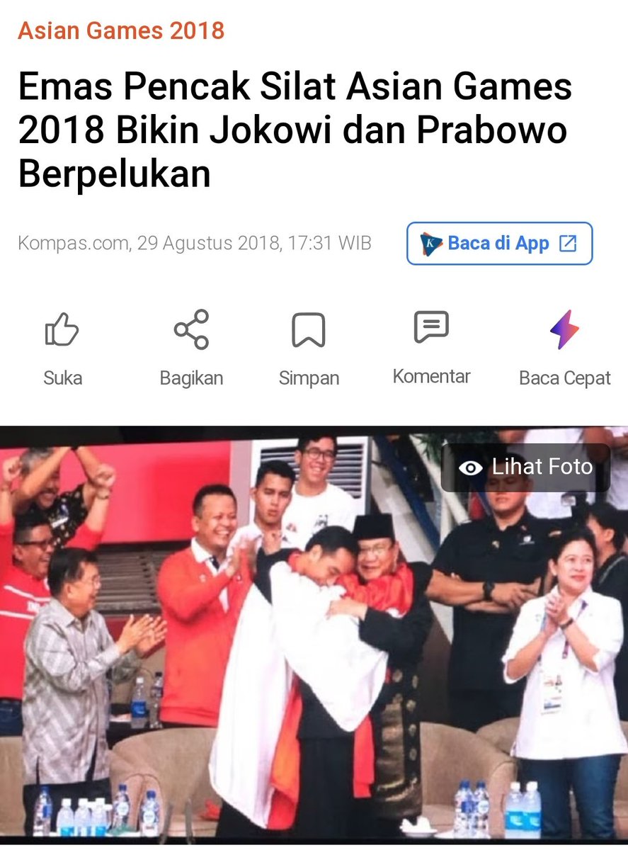 @pambudiPati Itu saat peristiwa pencak silat di Asian Games 2018? Kalau iya, sblm pilpres 2019 Jokowi dan Prabowo tetap bisa ngobrol baik. 😇