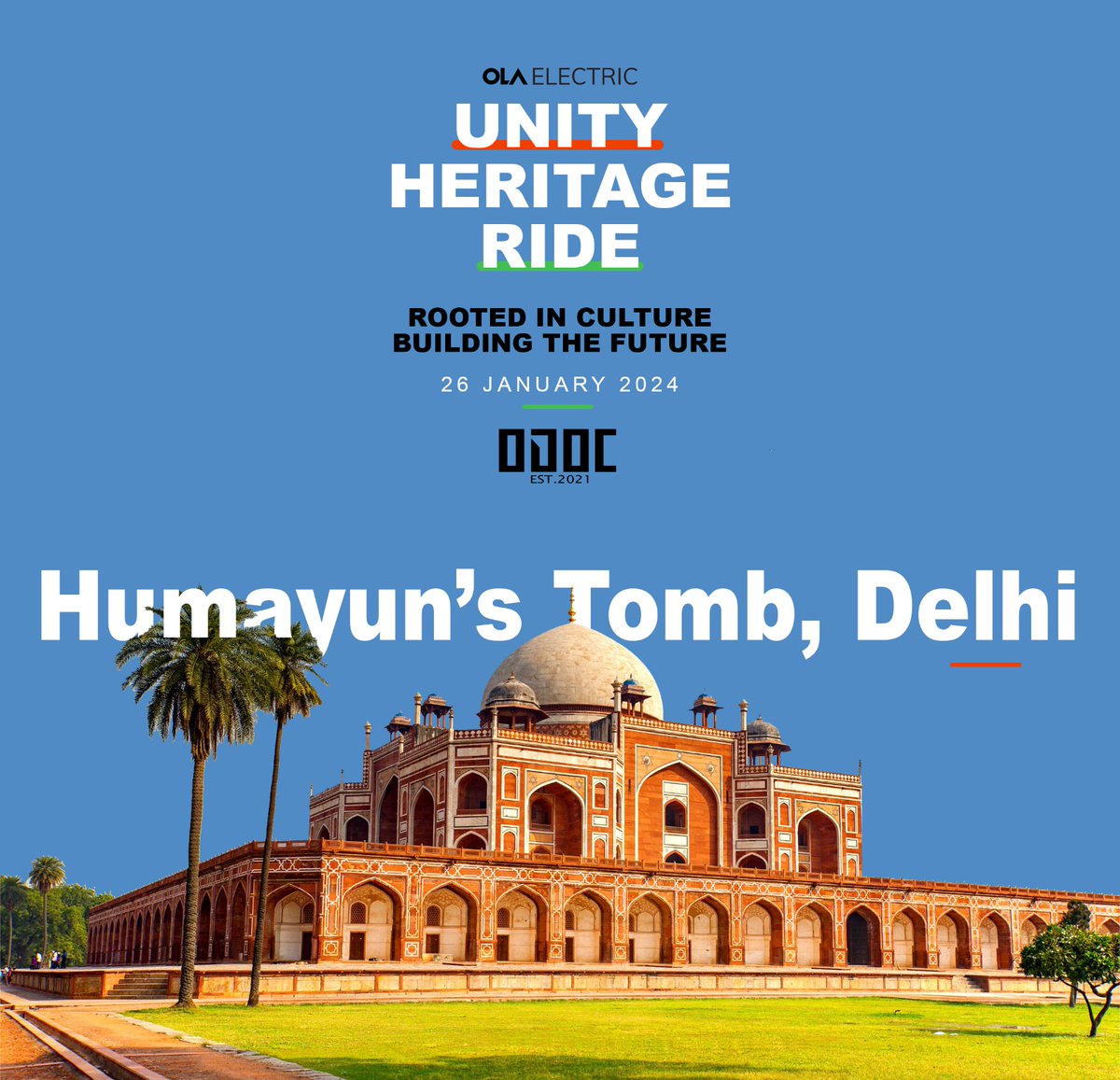 This #RepublicDay, join us for a historic road trip.
Together let’s rediscover India’s rich past on our S1s. And get inspired to build a better future.🇮🇳🛵

Sign up👉🏼 olaelectric.com/unity-heritage…

#OlaUnityHeritageRide #CultureMeetsFuture #EndICEAge #MissionElectric #DilwalokiDilli